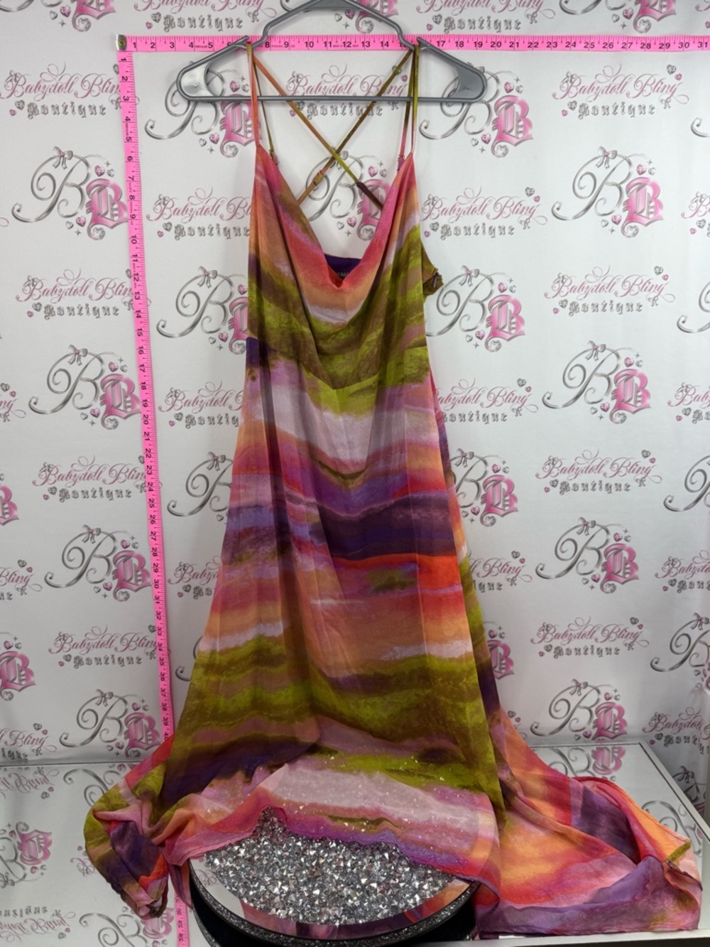 wild fable dress long strappy ombré Multicolor Striped Maxi Dress - Pink & Green